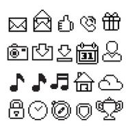 Pixel style for simple vector icons N2