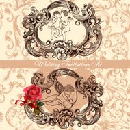 Wedding invitation set with vintage decor