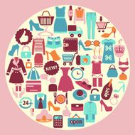 Shopping and fashion icons - background-illustrations