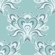 Blue oriental damask swirl seamless vector design