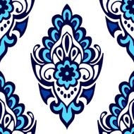 Blue Floral damask seamless vector design