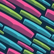 Hair comb seamless pattern in bright colors