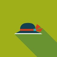 Women hat flat icon with long shadow N58