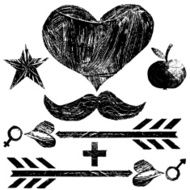 Set of hipster vintage design elements grunge and watercolor N3