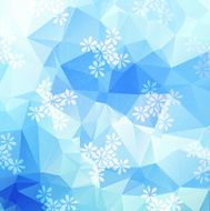 Light blue triangle geometric pattern with nice laconic flowers