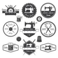 Set of vintage tailor labels emblems and designed elements