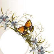 Clear background with banner and field flowers