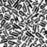 Seamless halftone print textured background alphabet letters