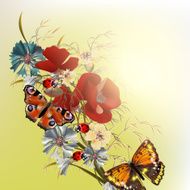 Floral vector background with field flowers