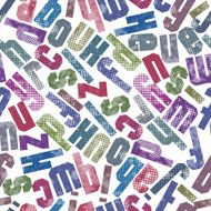 Seamless halftone print textured background alphabet letters N2