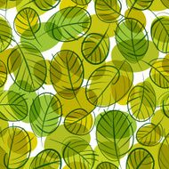 Green leaves seamless background floral pattern hand