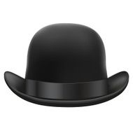 Black bowler hat Isolated on white background Bitmap copy