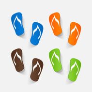 Realistic paper sticker beach flip flops N6