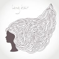 Girl Face Silhouette Intricate Long Blond Hair