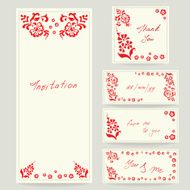 Set of floral wedding cards invitations N8