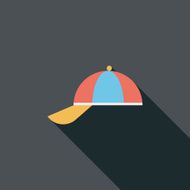 Peaked cap flat icon with long shadow N9
