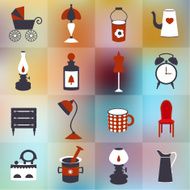 Retro style flat icon on blur background Vector vintage design