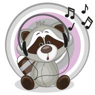 Raccoon with headphones N2