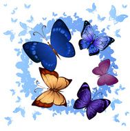 Background of colorful butterflies flying N4