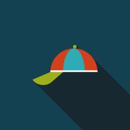 Peaked cap flat icon with long shadow N10