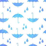 Cute autumn seamless pattern with a set of flat umbrellas N2