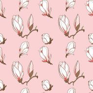Vector magnolia flowers seamless pattern