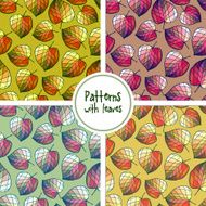 Set of seamless patterns with stylized leaves N2