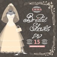 Bridal Shower invitation Vintage wedding dress floral pattern