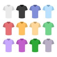 Plain T-shirt Color Template Set in Flat Design Style