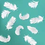 Blue abstract background with feathers