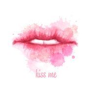 Lips painted in watercolor Vector illustration