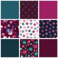Set of seamless patterns with flowers
