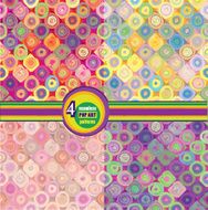 Abstract geometric seamless tile pattern in shiny pop-art style set