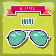 retro rain weather glasses with red ribbon background concept