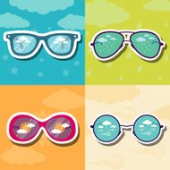 Weather glasses background set concept