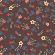 Vintage Floral Seamless pattern Flowers branches retro bicycle N2