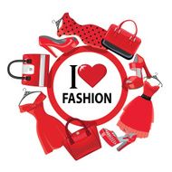 Red fashion women&#039;s dresses handbag high-heeled shoes eps