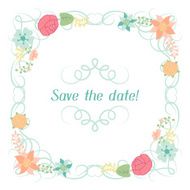 Wedding invitation card with pretty stylized flowers N2