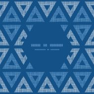 Abstract textile blue triangles ikat frame seamless pattern background