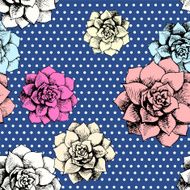 Vintage seamless flower pattern with dots N3