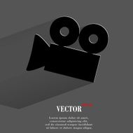 Video-camera Flat modern web button with long shadow and space