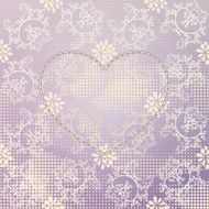 Valentine&#039;s day card on lilac vintage pattern