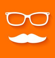 White hipster glasses and mustache
