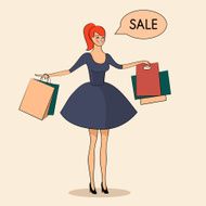 Lady with some bags sale illustration