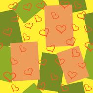 bright background with squares and hearts seamless pattern