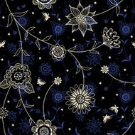 Ornate floral seamless texture in retro style