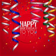 Birthday card with curling stream confetti and birthday text N3
