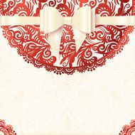 White and red vector vintage lacy wedding card