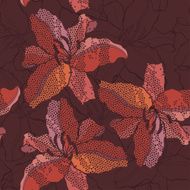 Abstract floral seamless background with lilies