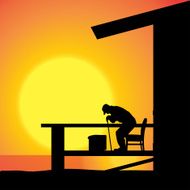 Vector silhouette old man